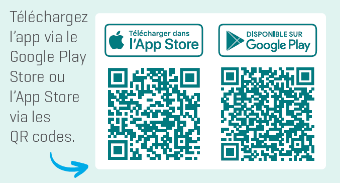 Téléchargez l'app via le Google Play Store ou l'App Store