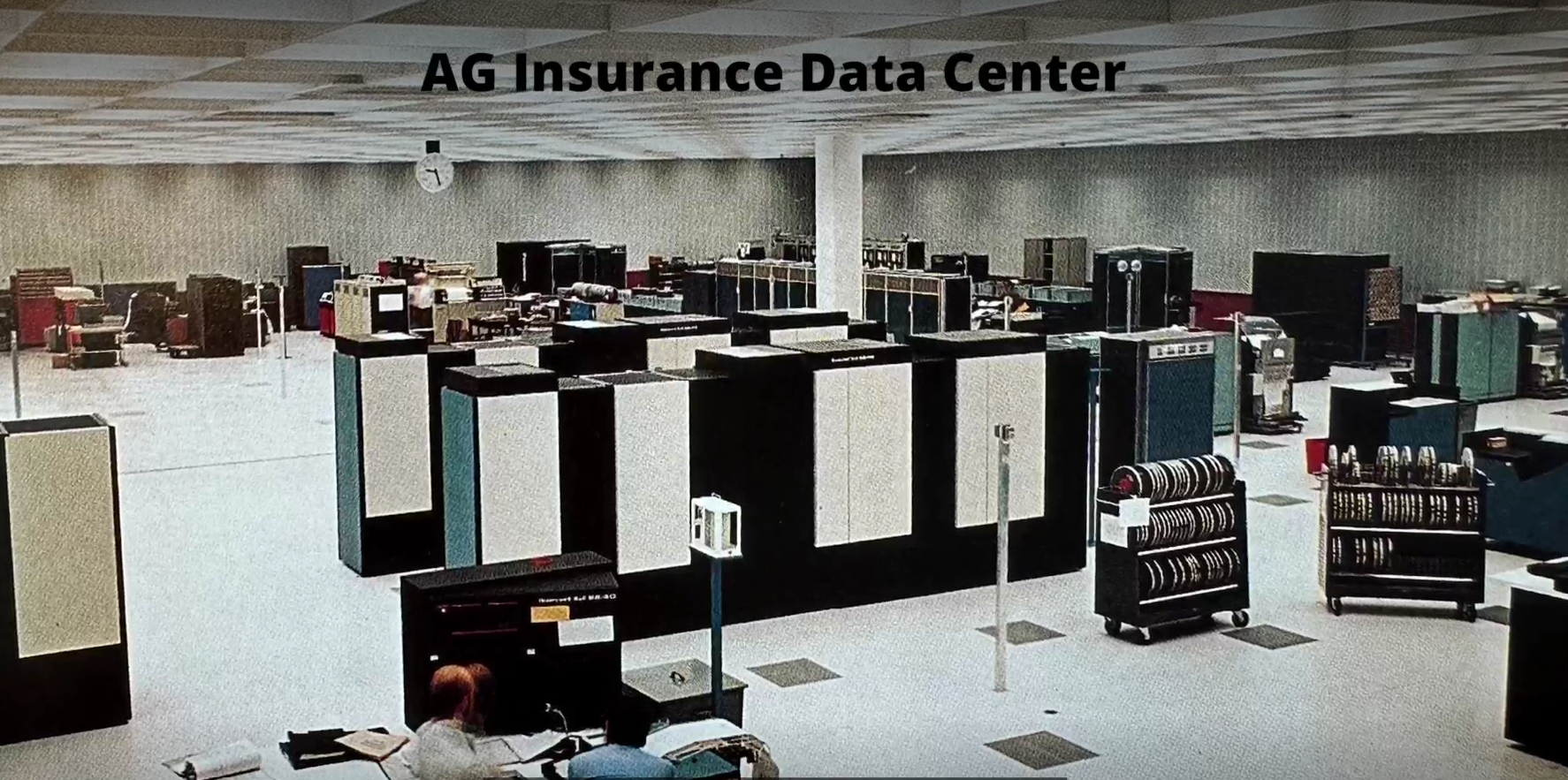 An image of AG Insurance's datacenter in the 1970s